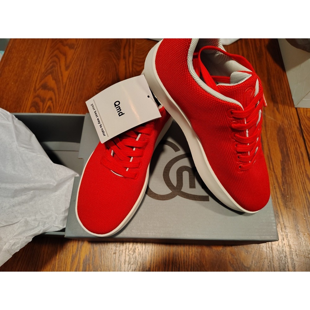 Qmd Red/White Low Top Lace Up Athletic Sneaker Unisex Casual Shoe